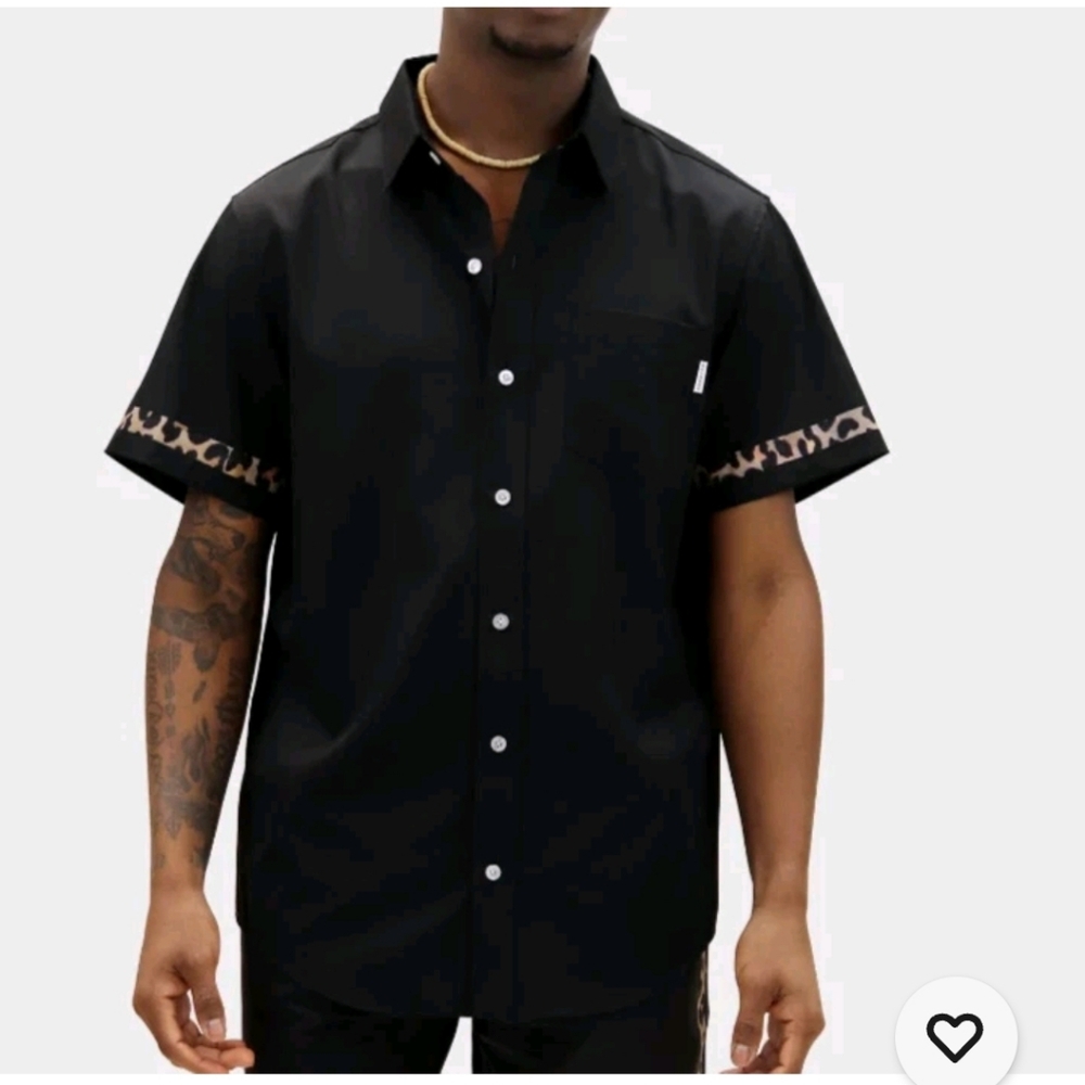 Black Casual Button Down Shirt with Slim Fit